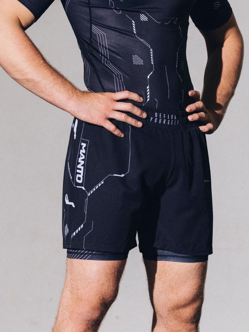 MANTO hybrid fightshorts shield - black